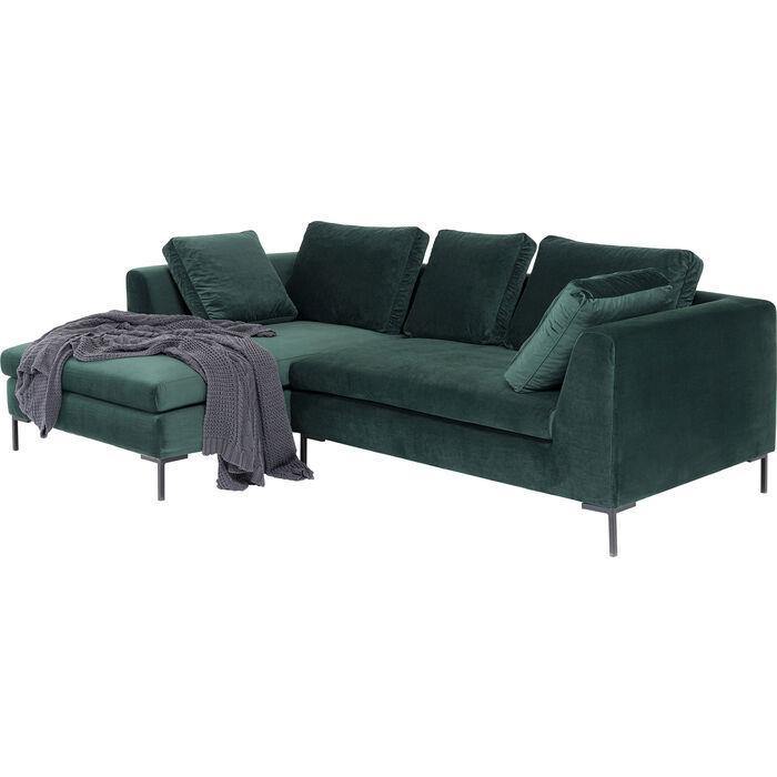 Living Room Furniture Sofas and Couches Corner Sofa Gianni Small Velvet Dark Green Left