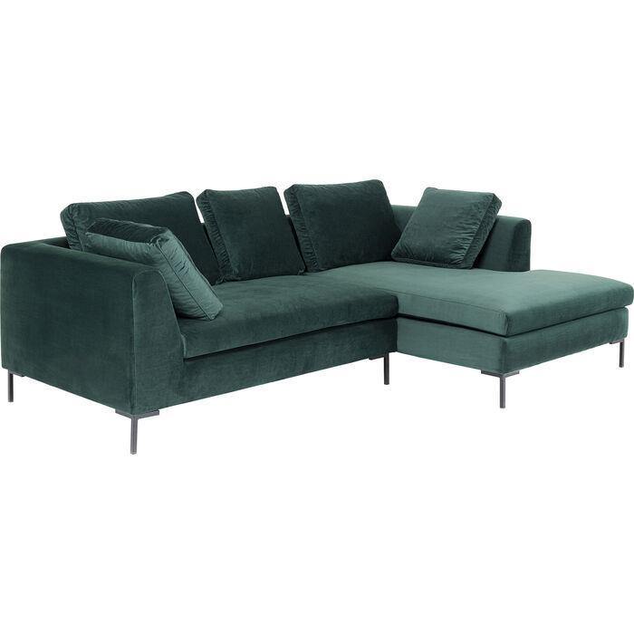 Living Room Furniture Sofas and Couches Corner Sofa Gianni Small Velvet Dark Green Right