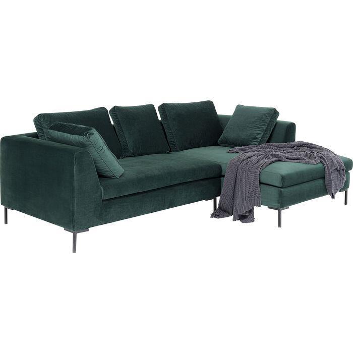 Living Room Furniture Sofas and Couches Corner Sofa Gianni Small Velvet Dark Green Right