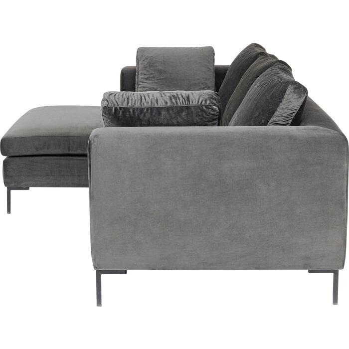 Living Room Furniture Sofas and Couches Corner Sofa Gianni Small Velvet Grey Left