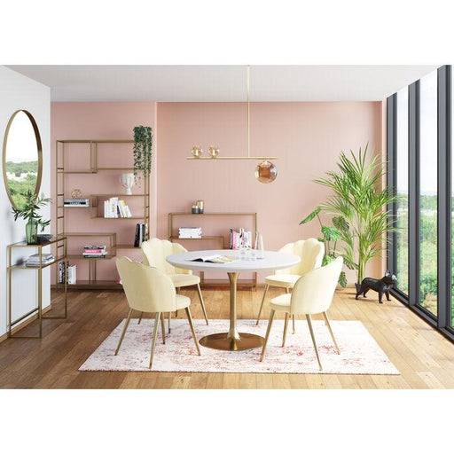 Living Room Furniture Tables Table Invitation Set White Brass Ø90cm