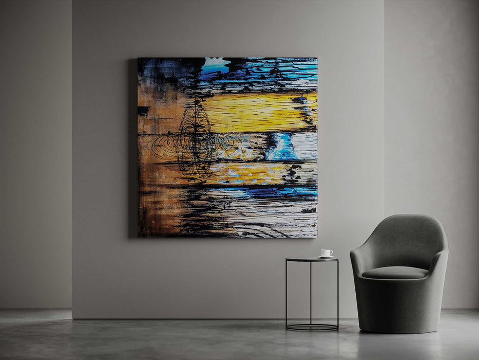 Yellow Wave Square Wall Art